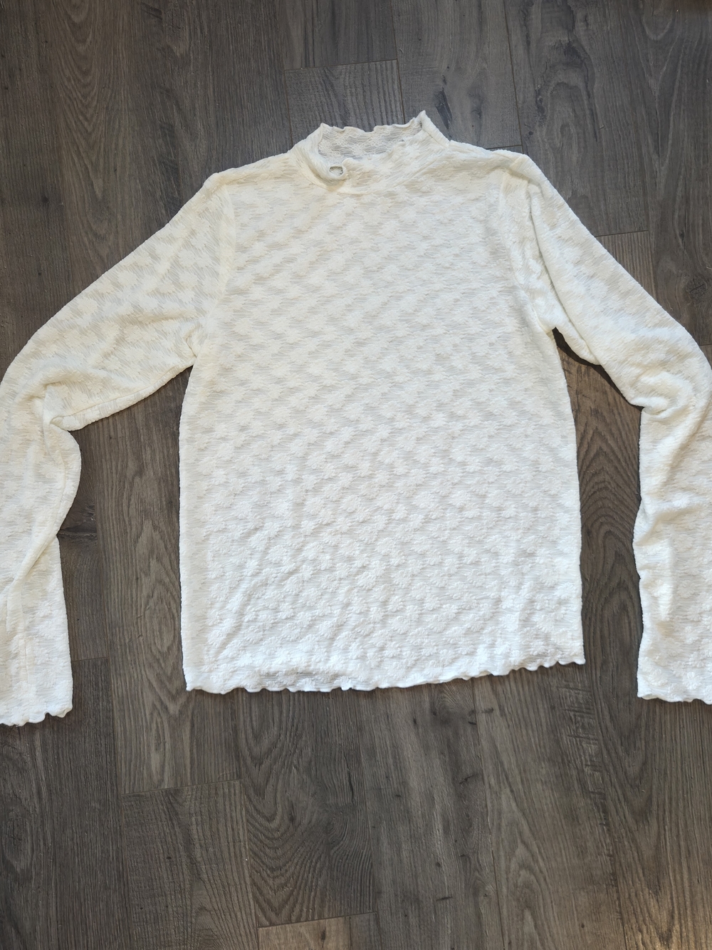 JODIFL Ivory Textured Mock Neck Long Sleeve Top